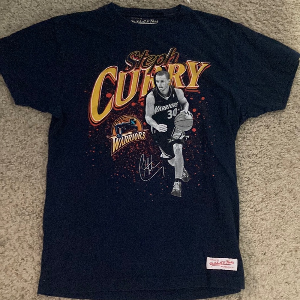 Mitchell and Ness Vintage Steph Curry Graphic Tee Warriors- Size Small